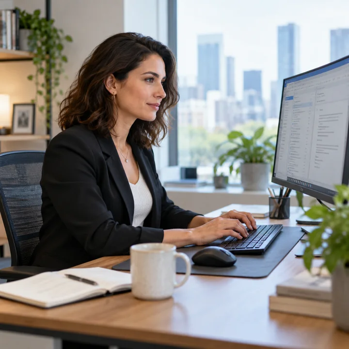 A professional working at a computer