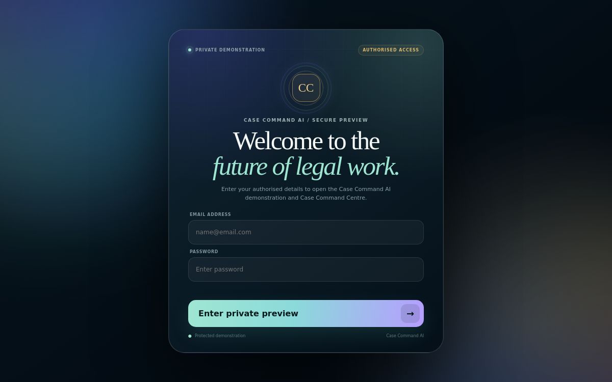 Case Command AI private-preview entry page